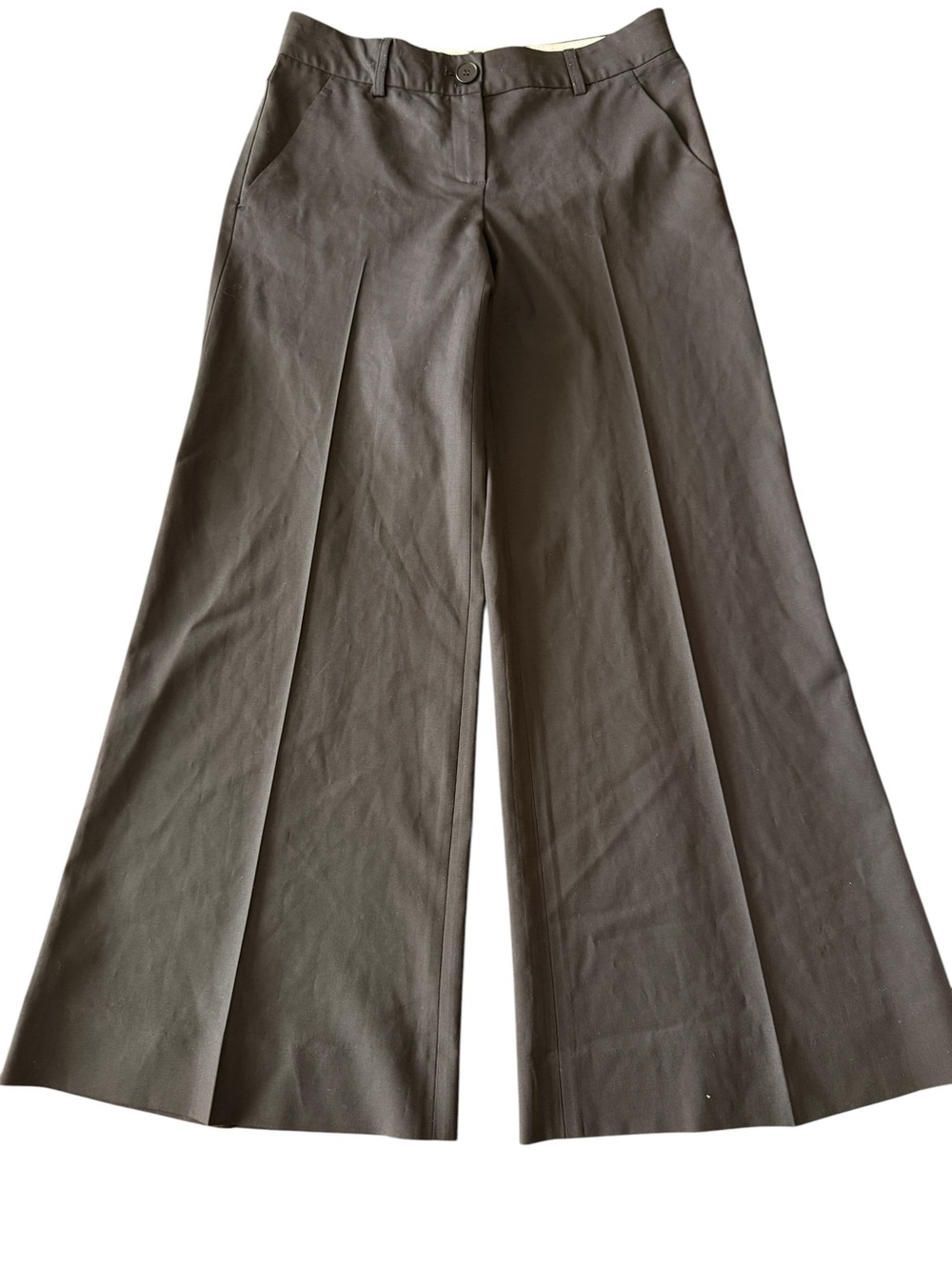 THEORY GOOD WOOL Wide Leg Black Dress Pants Slacks Jet Black no FADING
